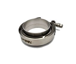 Close-up detail of stainless steel V-band clamp flange connection